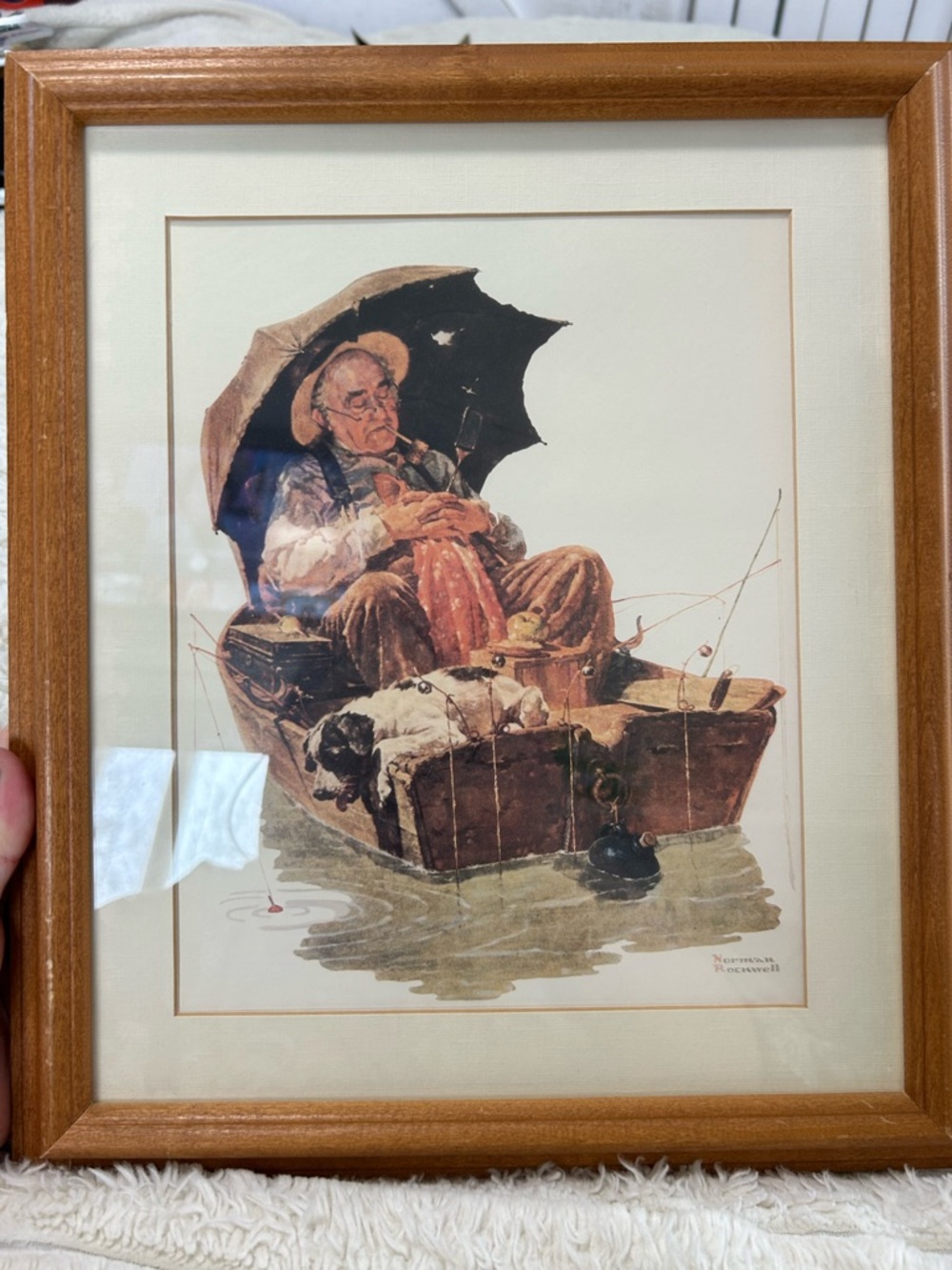 Vintage Style Framed Norman Rockwell Fishing Print